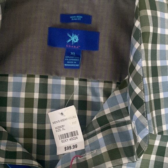 KO Egara Men’s Checkered Button Down Shirt SZ XL - Picture 4 of 6